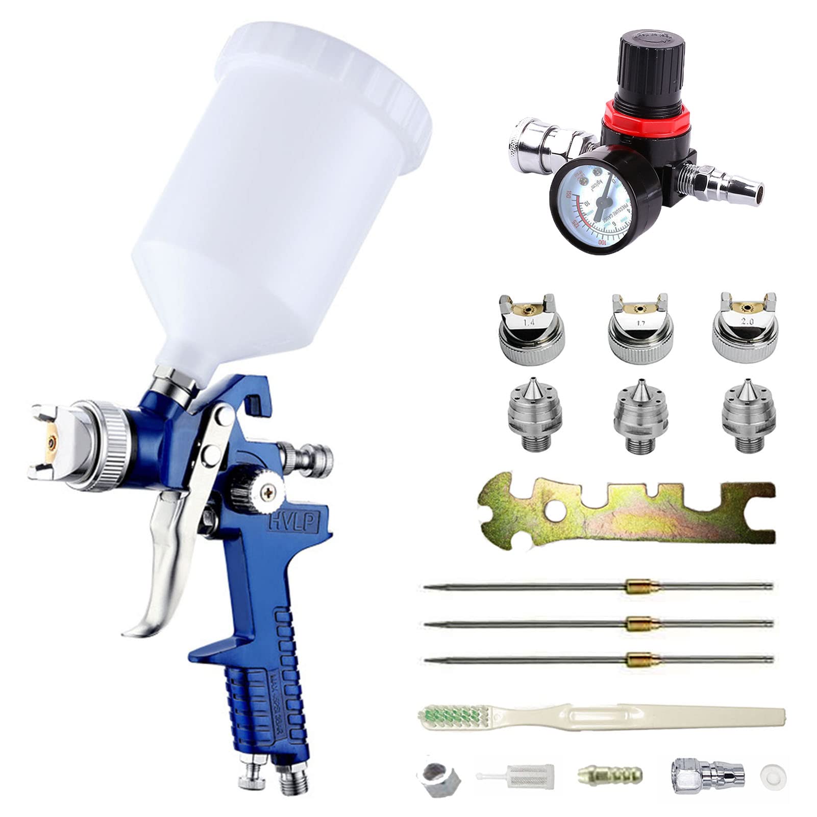 Professional HVLP Paint Spray Gun Kit - 600cc Capacity with 1.4/1.7/2.0mm Nozzles & Air Regulator - Automotive & Home Painting Tool for Cars, Walls, Furniture - Perfect for DIY Projects, Auto Detailing & Interior/Exterior Painting