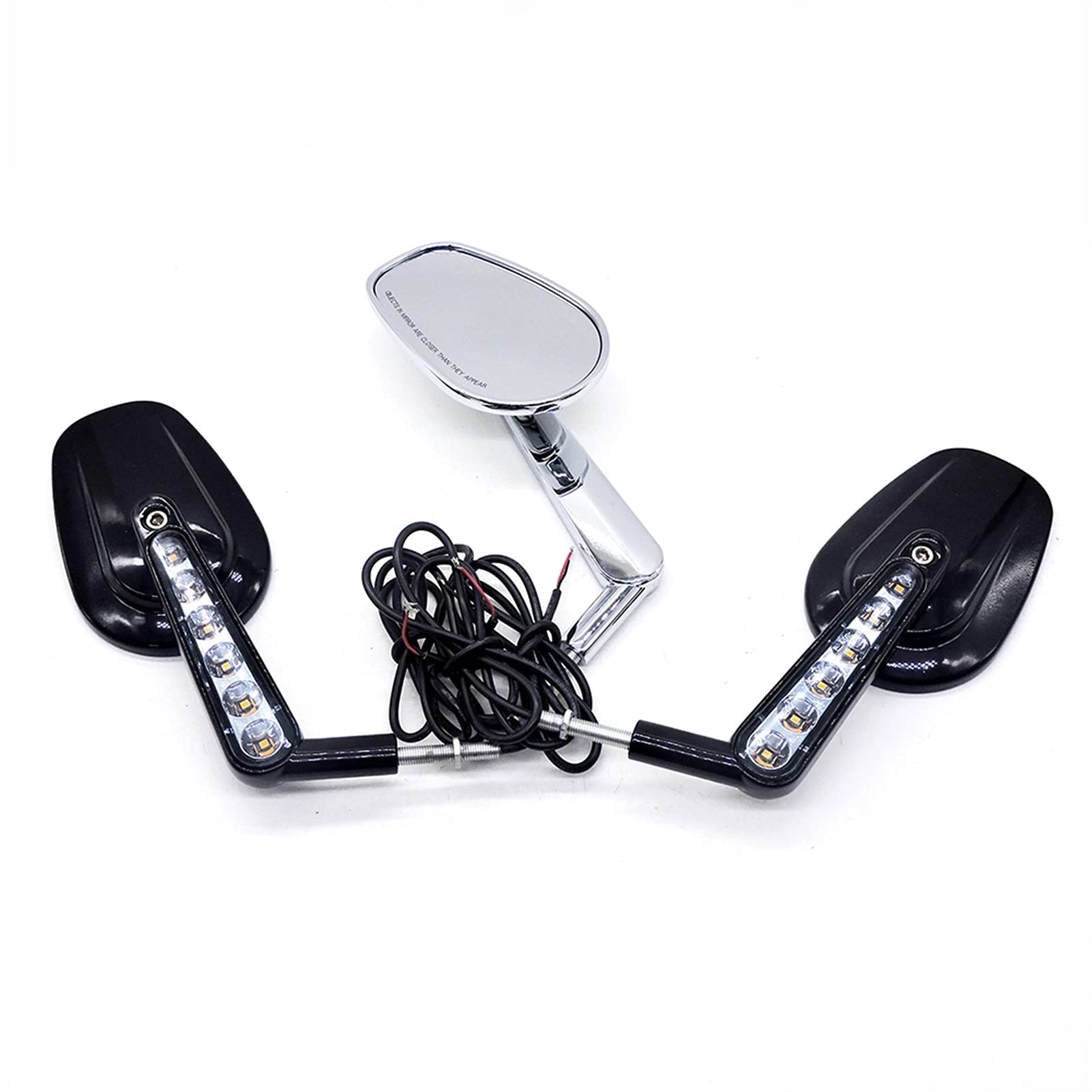 Harley V-Rod VRSCF 2009-2017 Motorcycle Mirrors with LED Turn Signals - Black Rear View Mirrors for Enhanced Safety & Style - Perfect for Night Riding & Urban Commuting