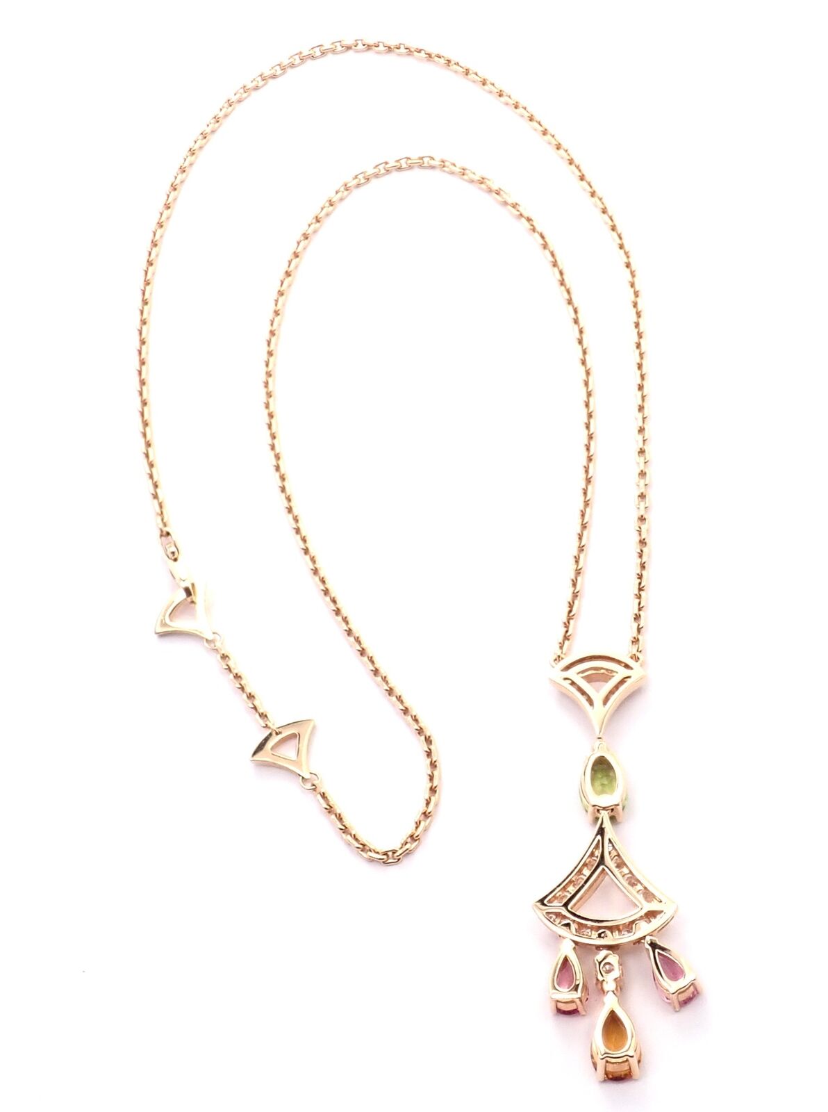 Authentic Bvlgari Diva Dream 18K Rose Gold Diamond & Peridot Necklace with Certification - Elegant Jewelry for Weddings, Parties & Special Occasions