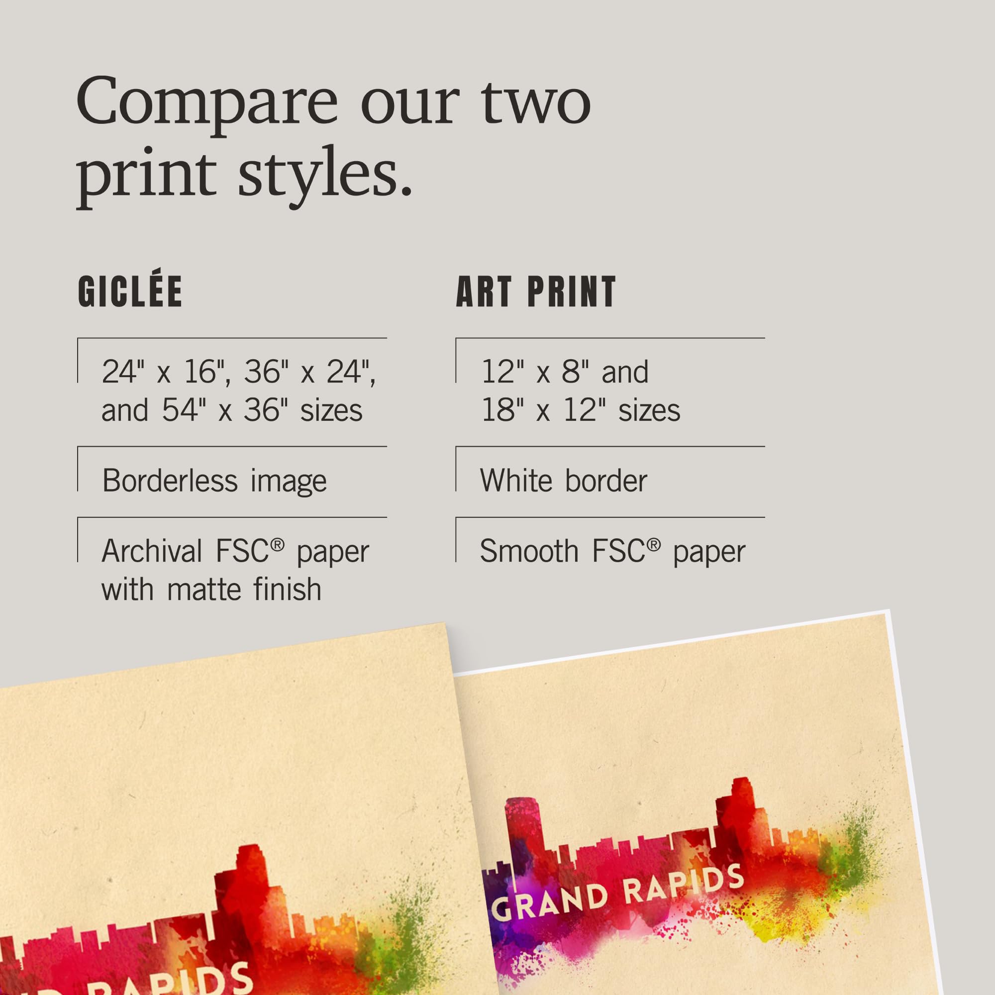 Lantern Press 16x24 Inch Giclee Print - Grand Rapids Michigan Skyline Abstract Wall Art - Perfect for Home Decor, Office & Living Room