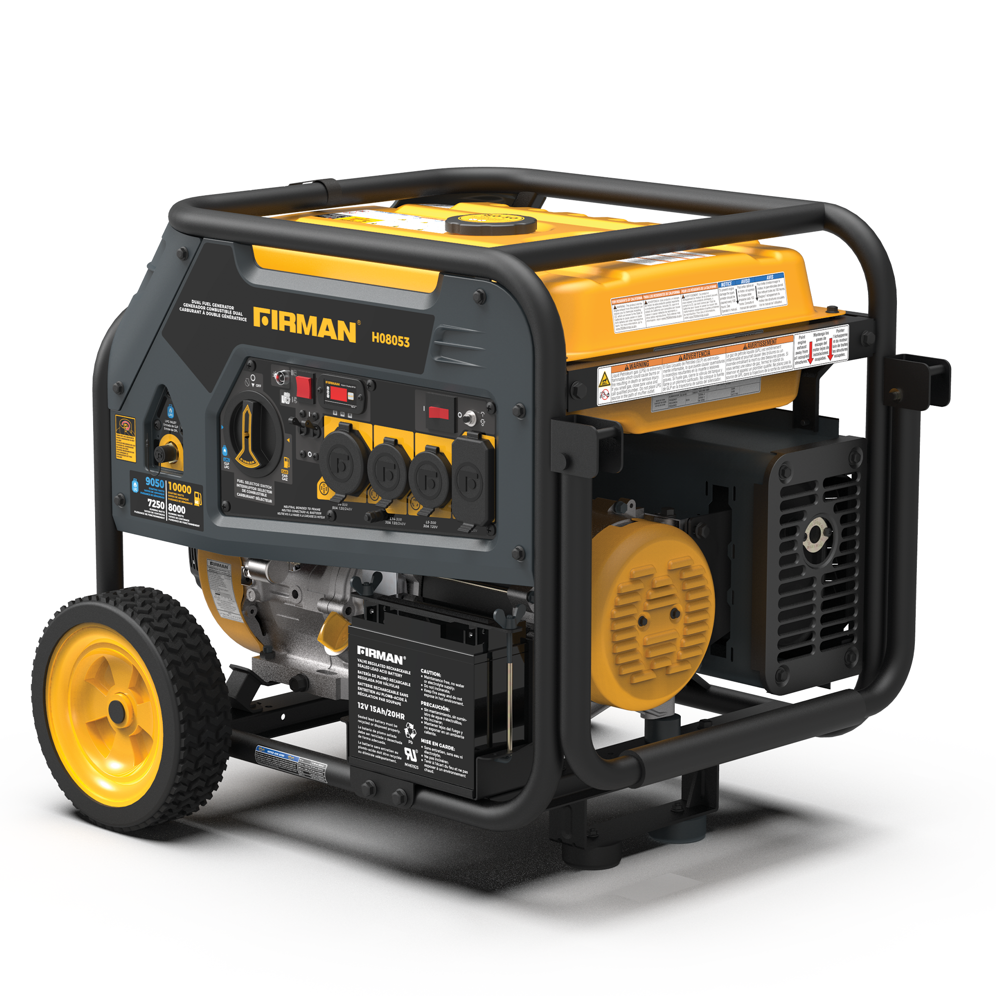 8000W Dual Fuel Portable Generator with Electric Start - 120V/240V for Camping, Home Backup & Outdoor Power Supply