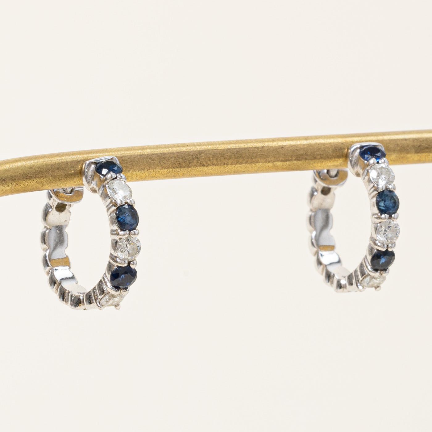 Exquisite 0.54ctw Sapphire & Diamond Hoop Earrings | 14K Gold Jewelry | Perfect for Weddings, Anniversaries & Special Occasions
