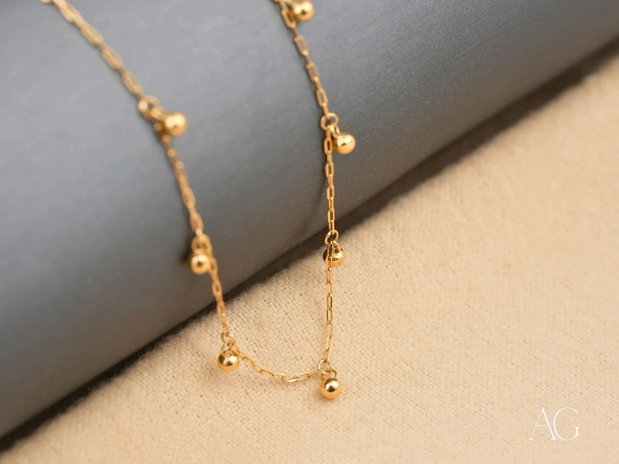 18K Gold Beaded Elegant Necklace for Women - Perfect for Weddings, Parties & Special Occasions