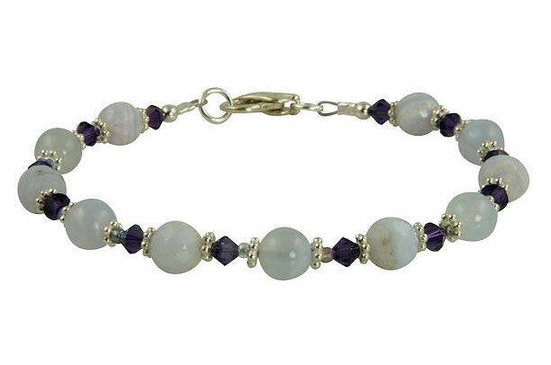 Blue Chalcedony Gemstone Beaded Bracelet for Women - Natural Healing Crystal Jewelry for Meditation, Yoga & Spiritual Wellness