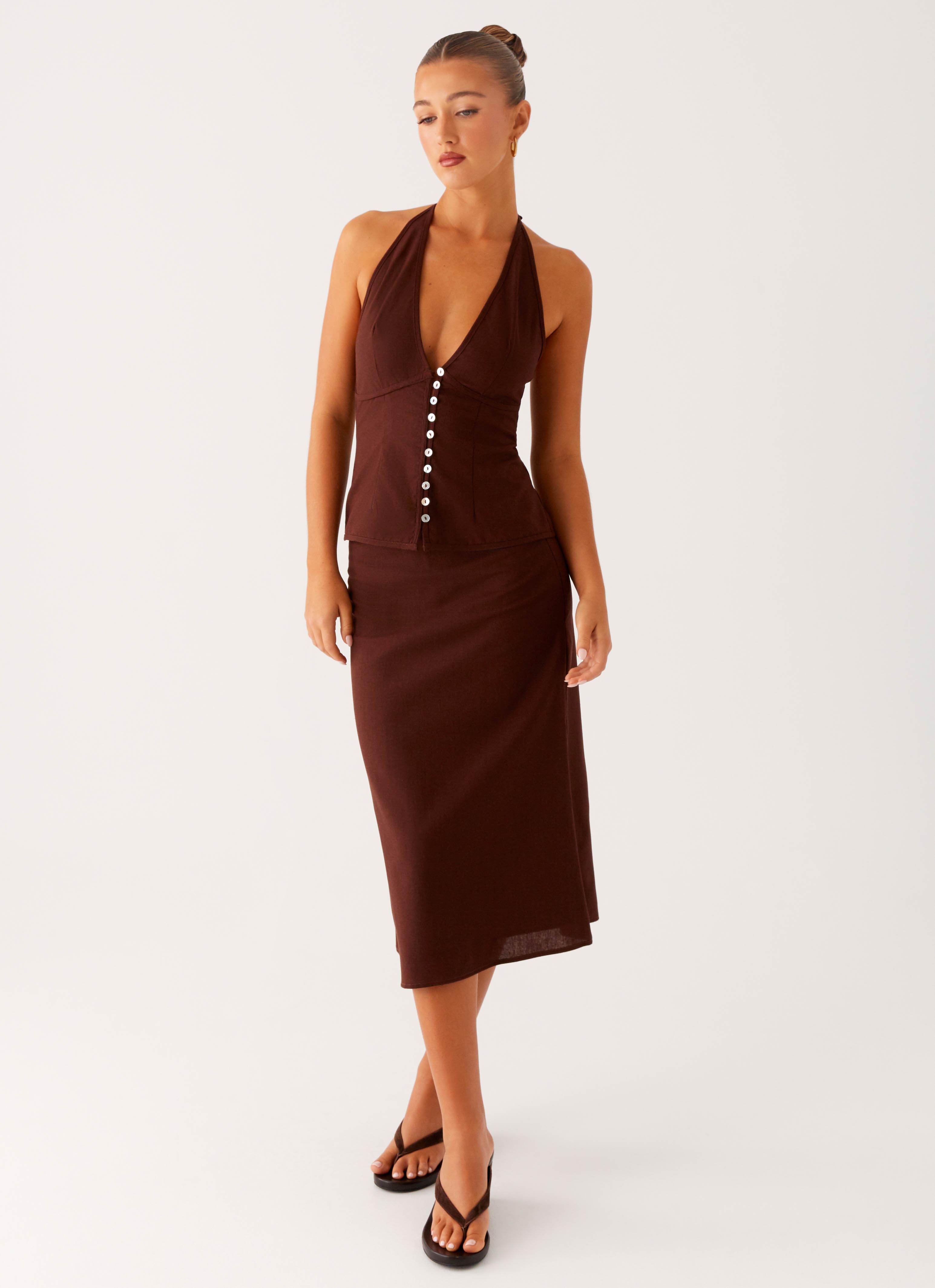 Elegant Esther Top in Chocolate Brown - Perfect for Casual Outings, Office Wear, and Evening Events