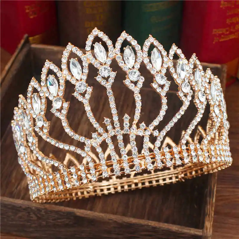 Crystal Queen Wedding Tiara Crown - Baroque Bridal Headpiece for Women | Elegant Bride Hair Jewelry Accessories for Weddings, Pageants & Special Occasions