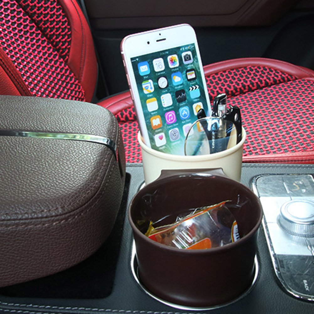 Multi-Function Car Trash Can with Lid - Mini Wheelie Storage Bin for Car Organizer, Auto Change Holder & Vehicle Garbage Container - Perfect for Road Trips, Commuting & Car Cleaning