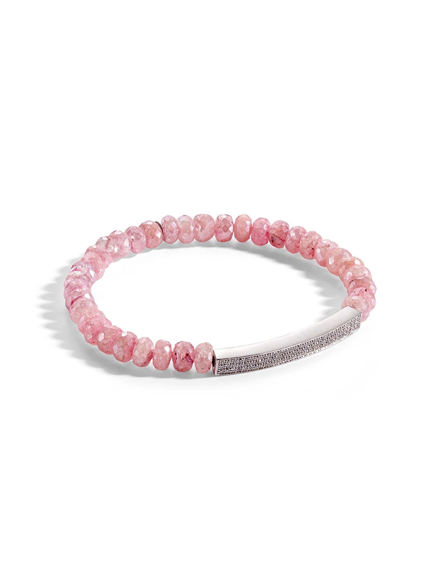 Elegant Pink Grapolite Pavé Bar Bracelet for Women - Trendy Layered Stacking Jewelry for Everyday Wear & Special Occasions