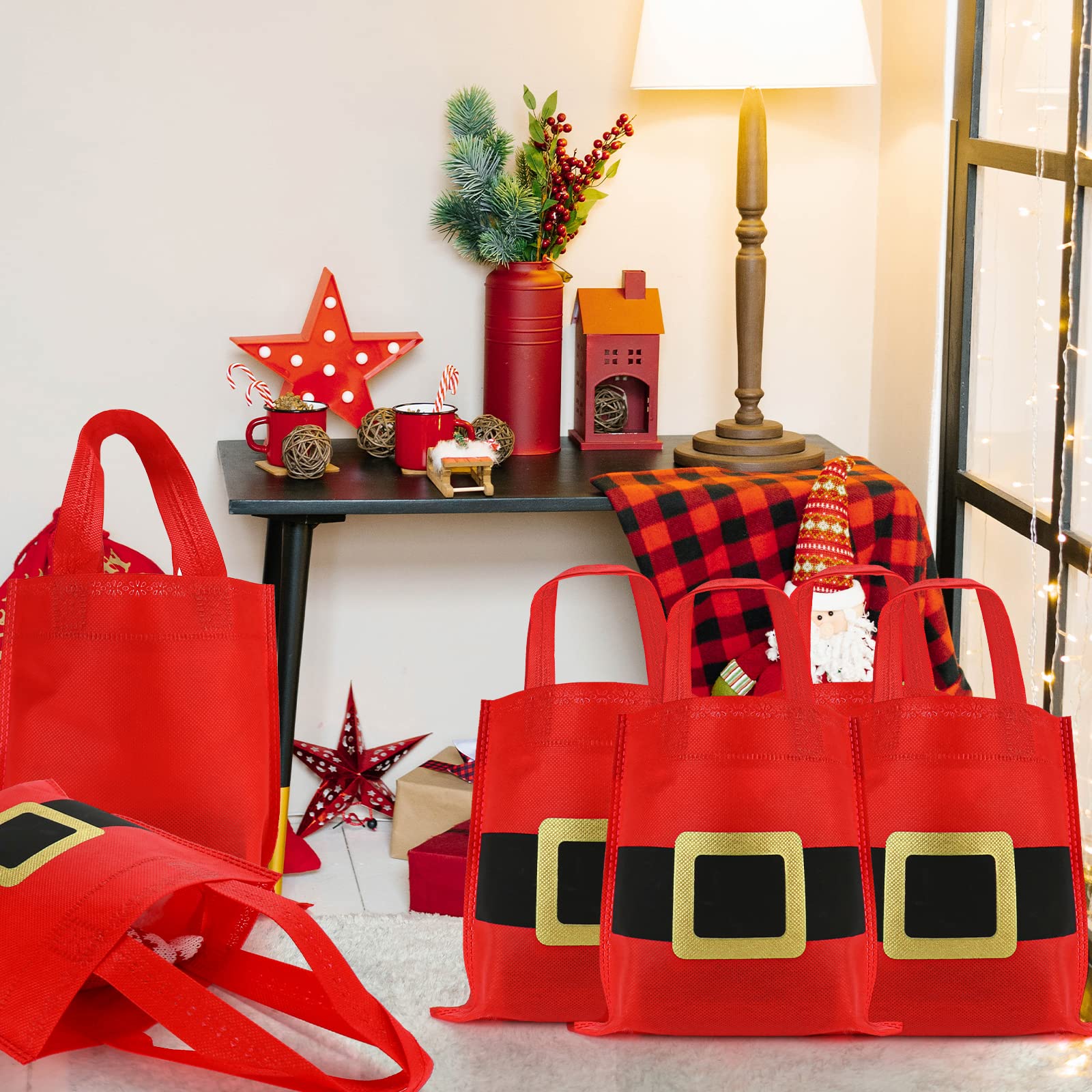 20Pcs Christmas Gift Bags with Santa Claus Design - Holiday Party Favor Bags for Candy, Treats & Goodies - Perfect for Xmas Parties, School Events & New Year Celebrations