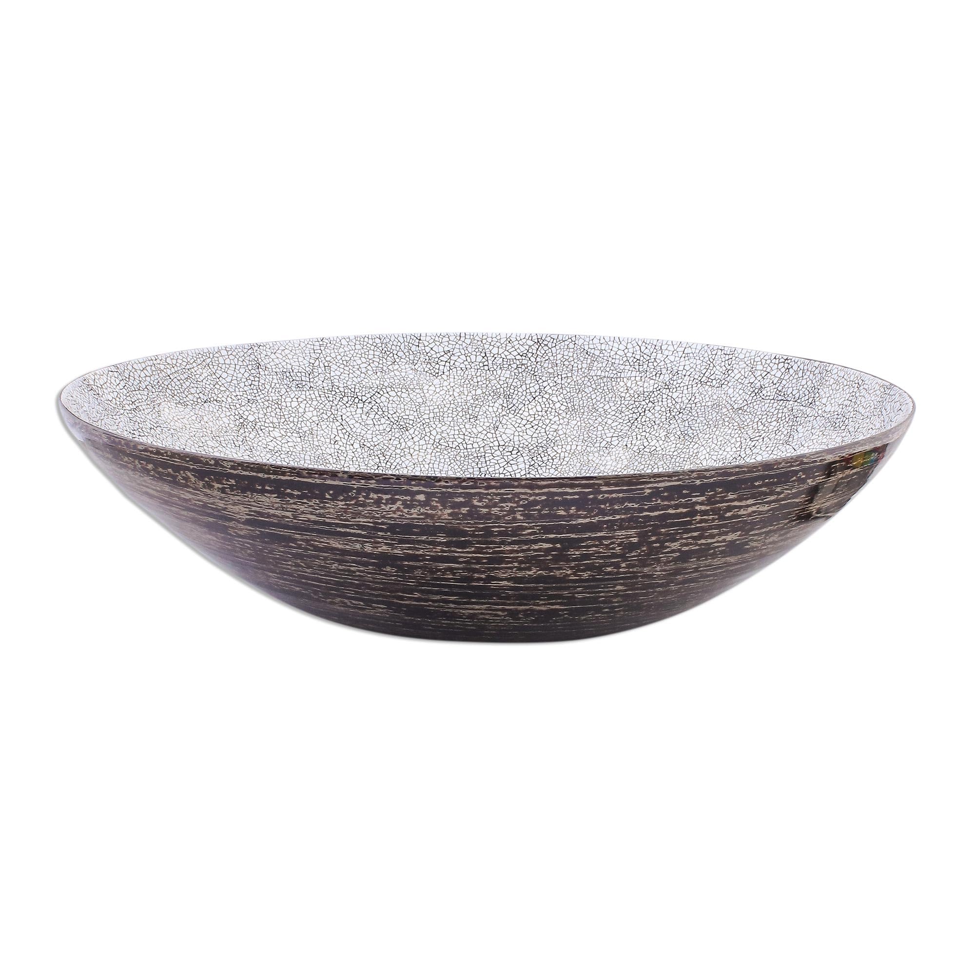 NOVICA Handmade Thai Eggshell Mosaic Wooden Centerpiece Bowl - 18