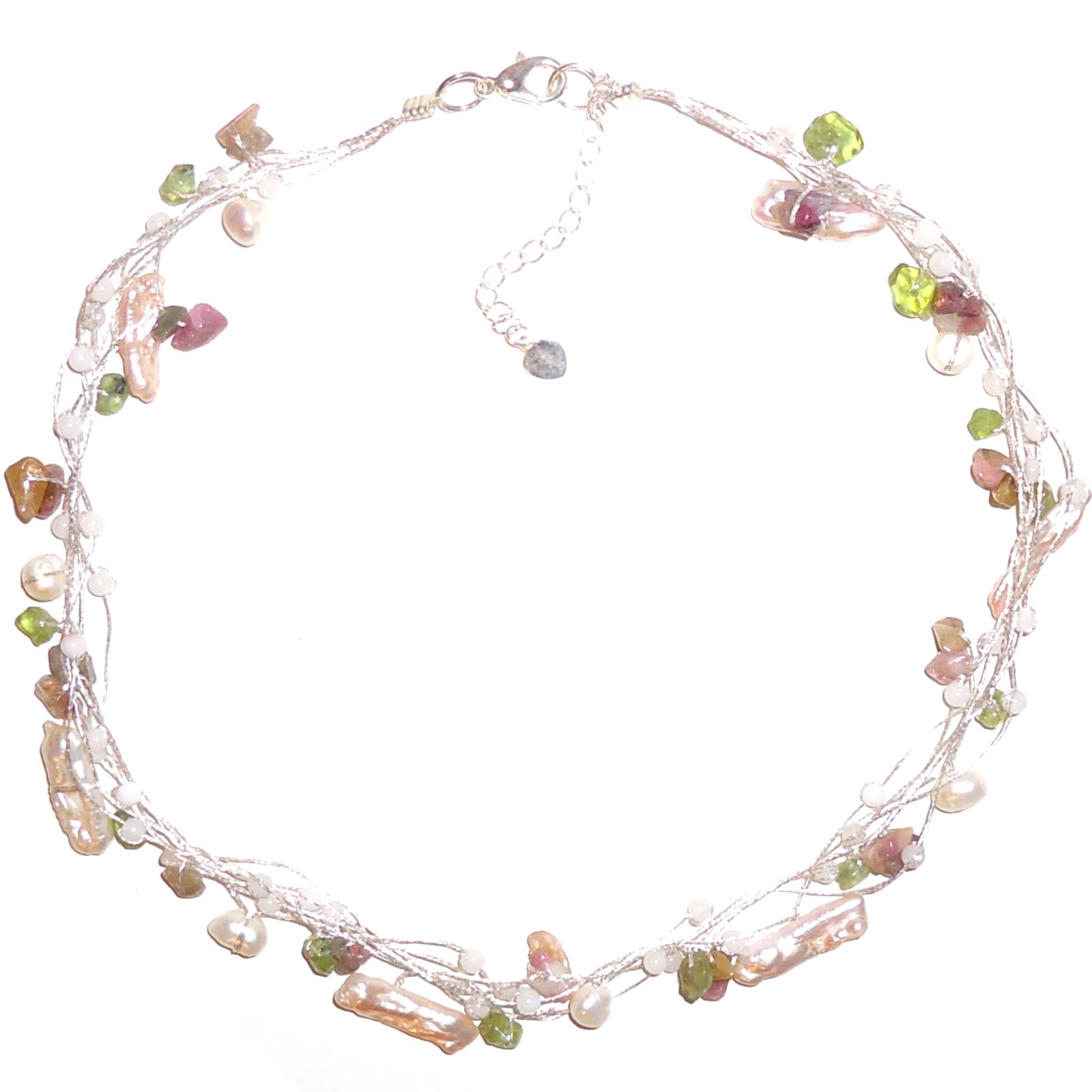 Elegant Pearl & Stone Necklace for Women - Pink & Lime Beaded Jewelry - Perfect for Parties, Weddings & Everyday Wear