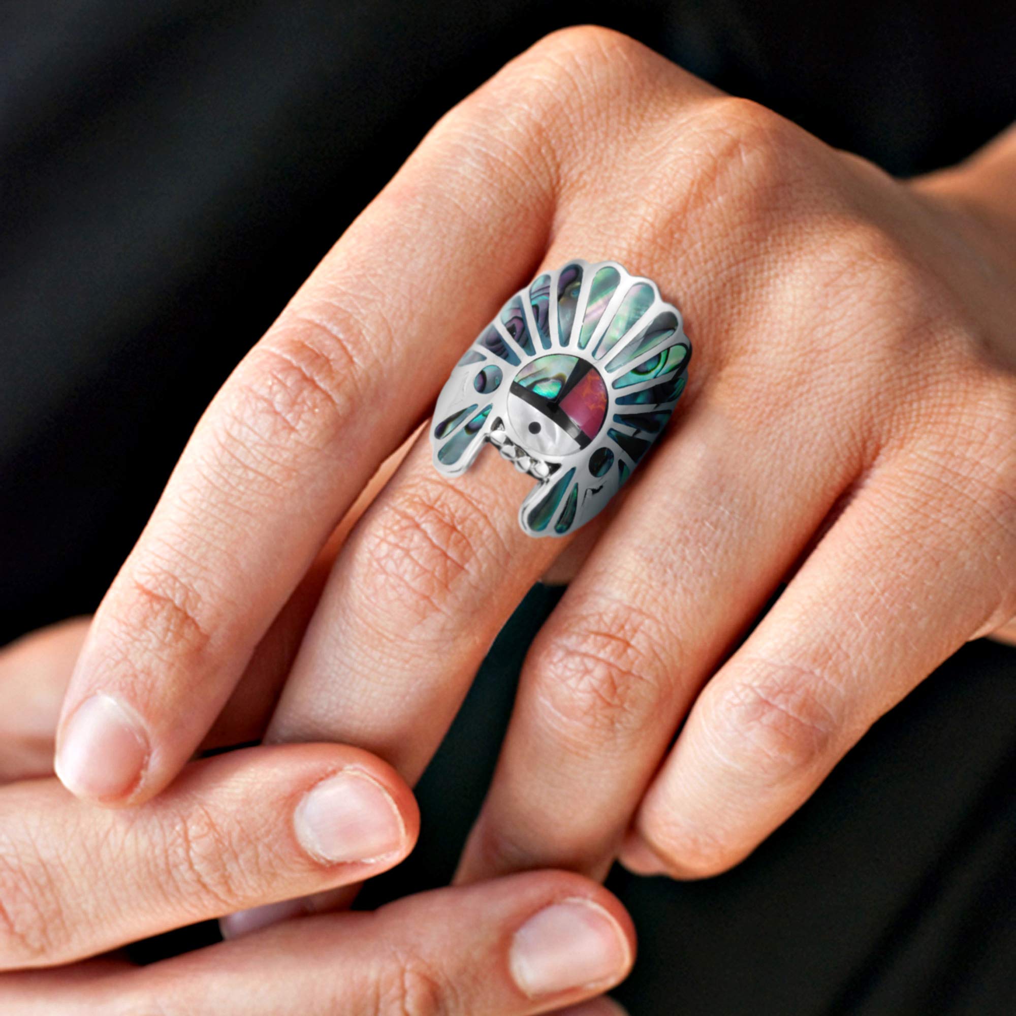 Native American Style Abalone Shell .925 Sterling Silver Ring for Women | Handmade Tribal Jewelry | Perfect for Boho, Festival & Everyday Wear