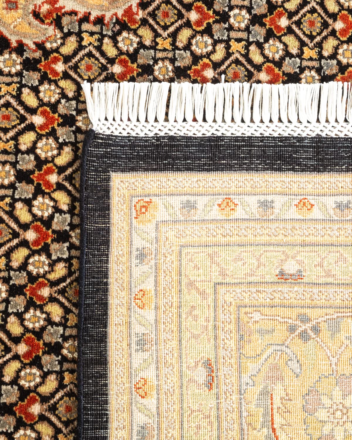 Handmade Wool Oriental Mogul Black 9x12 Area Rug - Traditional Hand-Knotted One-of-a-Kind Solo Rugs for Living Room, Bedroom & Home Decor