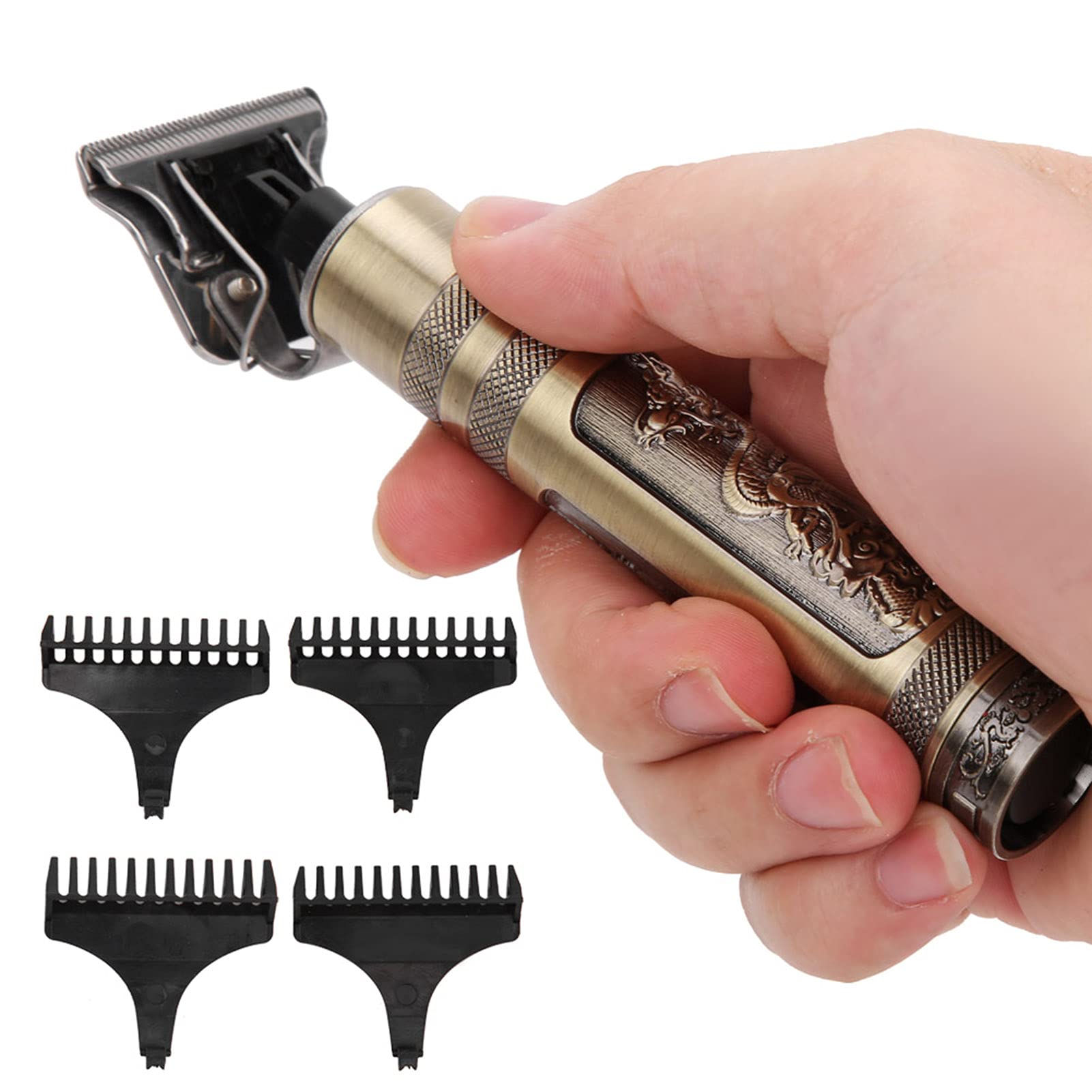 Professional Rechargeable Electric Hair Clipper for Men - Cordless Low Noise Hair Trimmer with USB Charging, Gold - Perfect for Home Barbering, DIY Haircuts & Beard Grooming