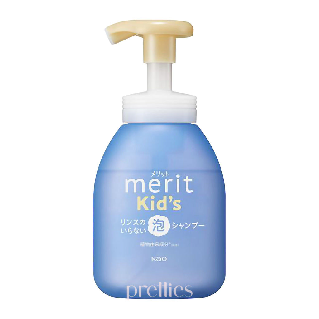 KAO Merit Kids Foaming Shampoo for Knotted Hair - Gentle Detangling Shampoo for Children with Tangled Hair - 330ml Blue Bottle - Perfect for Daily Bath Time & Kids Hair Care Routine