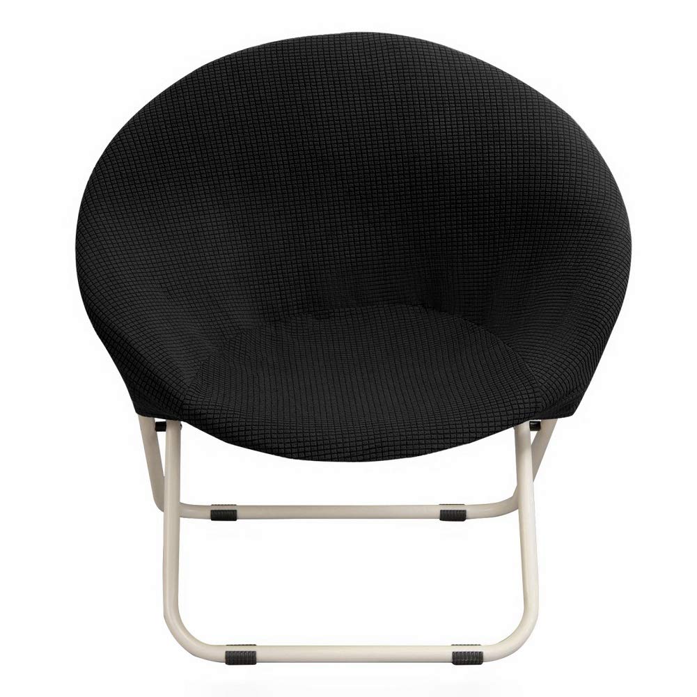 Hoomall Round Saucer Chair Cover Slipcover - Stretch Jacquard Moon Chair Slipcovers for Adults, Removable Spandex Fabric Soft Chair Covers (Black) - Perfect for Living Room, Bedroom, Dorm & Outdoor Use