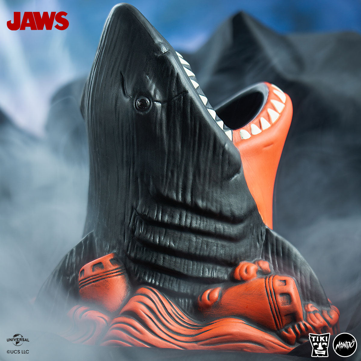 Jaws Tiki Get Out of the Water Variant - Red & Black Collectible Statue for Horror Movie Fans | Perfect for Home Decor, Halloween Party & Movie Themed Gifts