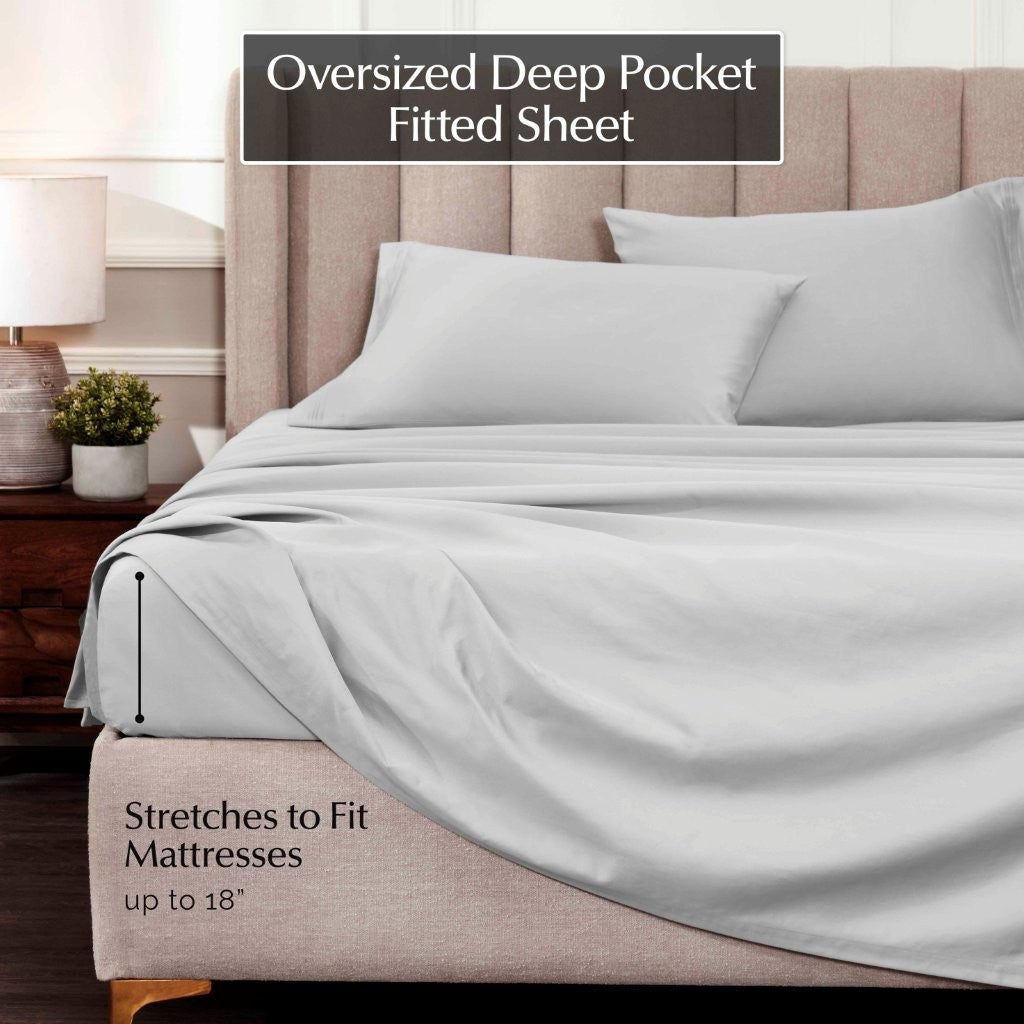 1000 Thread Count Egyptian Cotton Bed Sheet Set - Super Soft Luxury Sheets for Olympic Queen Size Bed - Perfect for Home, Hotel & Guest Room Comfort