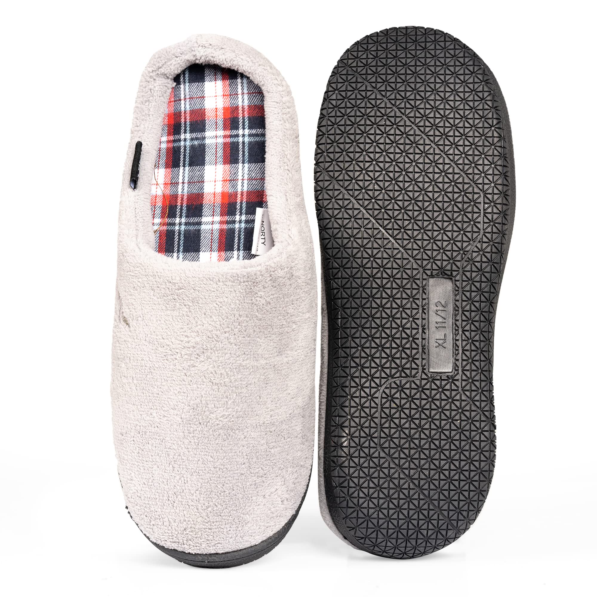 NORTY Men's Slip-On Clog Slippers with Memory Foam - Comfortable Indoor/Outdoor House Shoes for Relaxation, Lounging & Backyard Wear