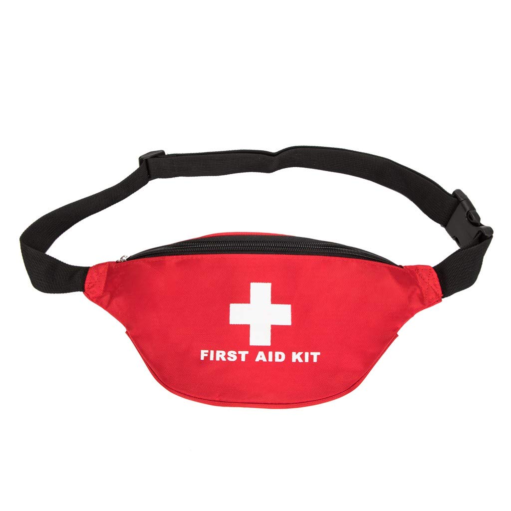 First Aid Fanny Pack - Compact Red Emergency Medical Pouch for First Responders | Portable Trauma Kit for Travel, Hiking, Camping & Car Safety | Empty Storage Bag for Home, Office & Outdoor Survival Gear