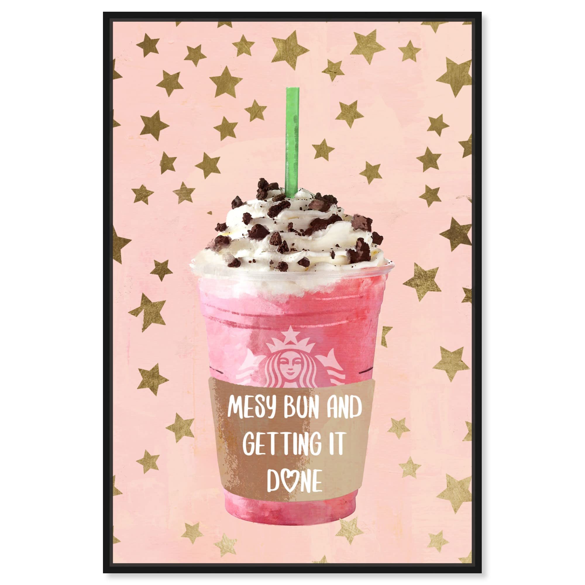 Oliver Gal Artist Co. 'Star Bright Drink' Framed Canvas Wall Art - Bar & Coffee Shop Decor, Cocktail Lounge Poster, Home Bar Aesthetic, Kitchen Wall Decor