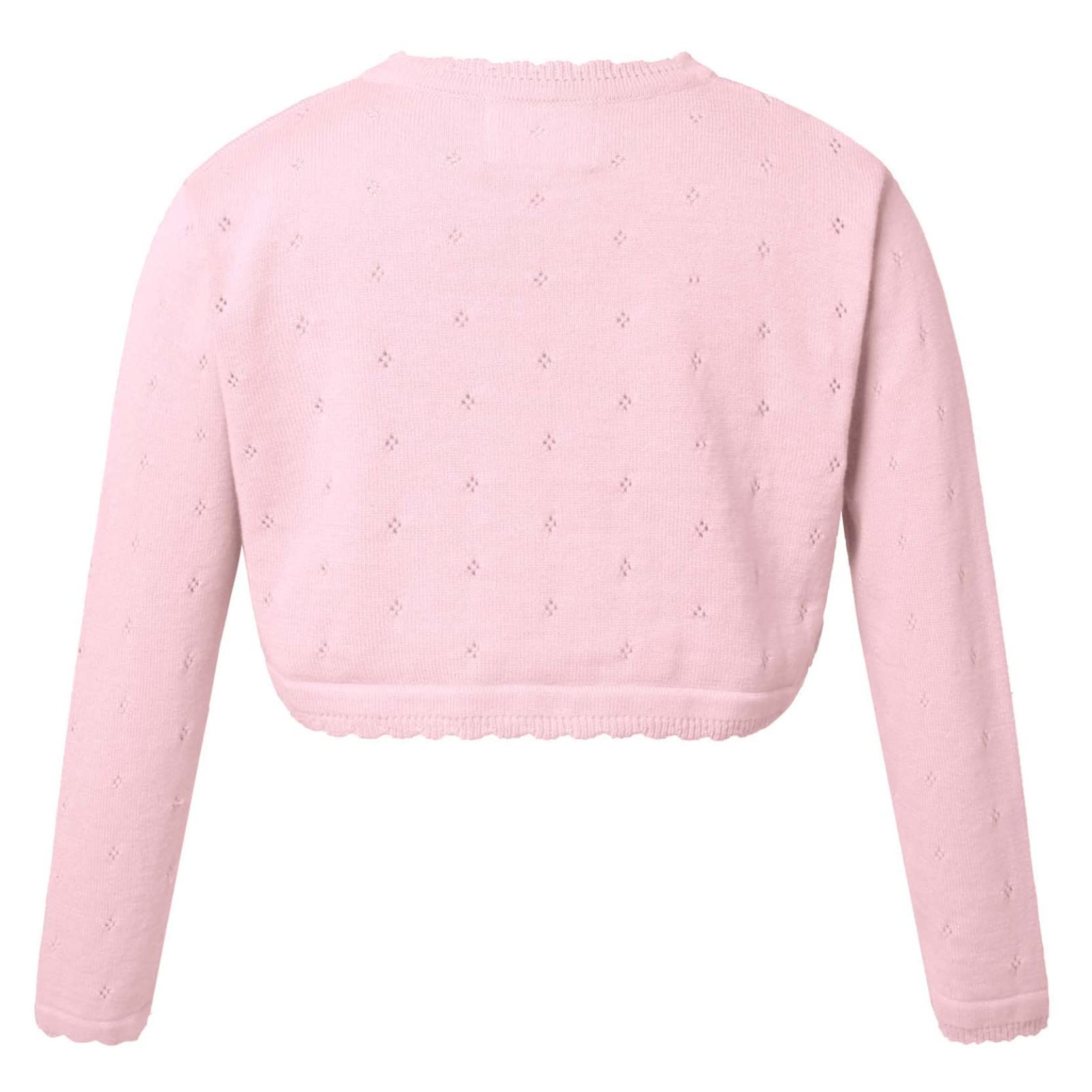 Girls Long Sleeve Knitted Bolero Cardigan - Pink Wedding Cover Up for Flower Girls (Age 8) | Perfect for Bridal Parties, Christenings & Special Occasions