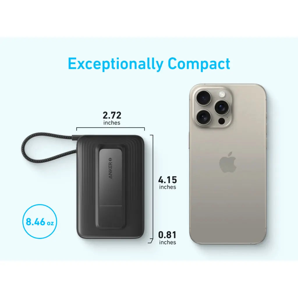 Anker Zolo 10000mAh 30W Magnetic Power Bank with USB C Cable - Portable Fast Charging Battery Pack for iPhone 15/14/13, Samsung Galaxy, AirPods - Perfect for Travel, Camping & Emergency Power Backup