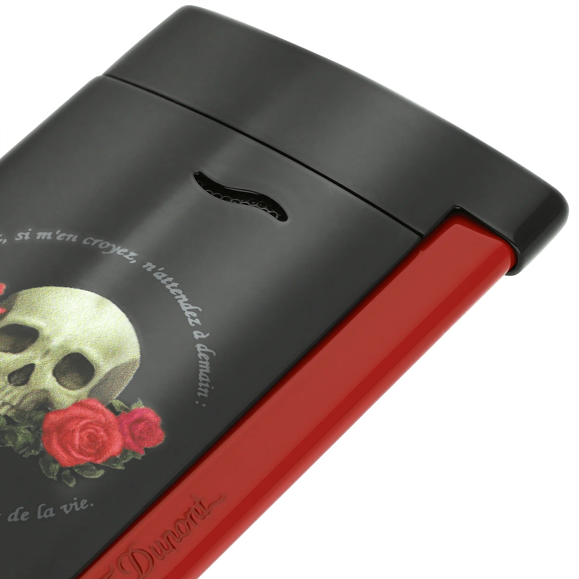 S.T. Dupont Momento Mori Slim 7 Black Torch Lighter - Premium Butane Lighter for Cigars, Candles & Outdoor Use - Elegant Gift for Men & Collectors