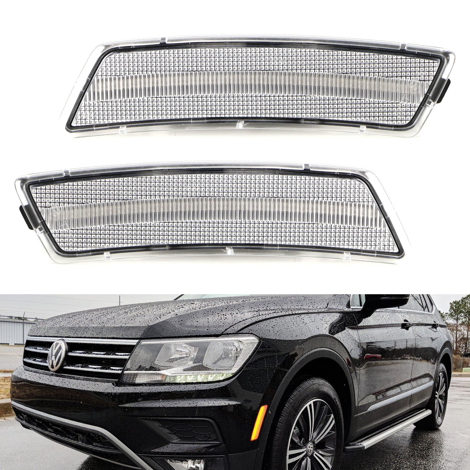 Amber LED Side Marker Lights for 2018+ VW Tiguan & 2012-2019 Beetle - Clear Lens, Easy Installation - Perfect for Night Driving & Enhanced Vehicle Visibility