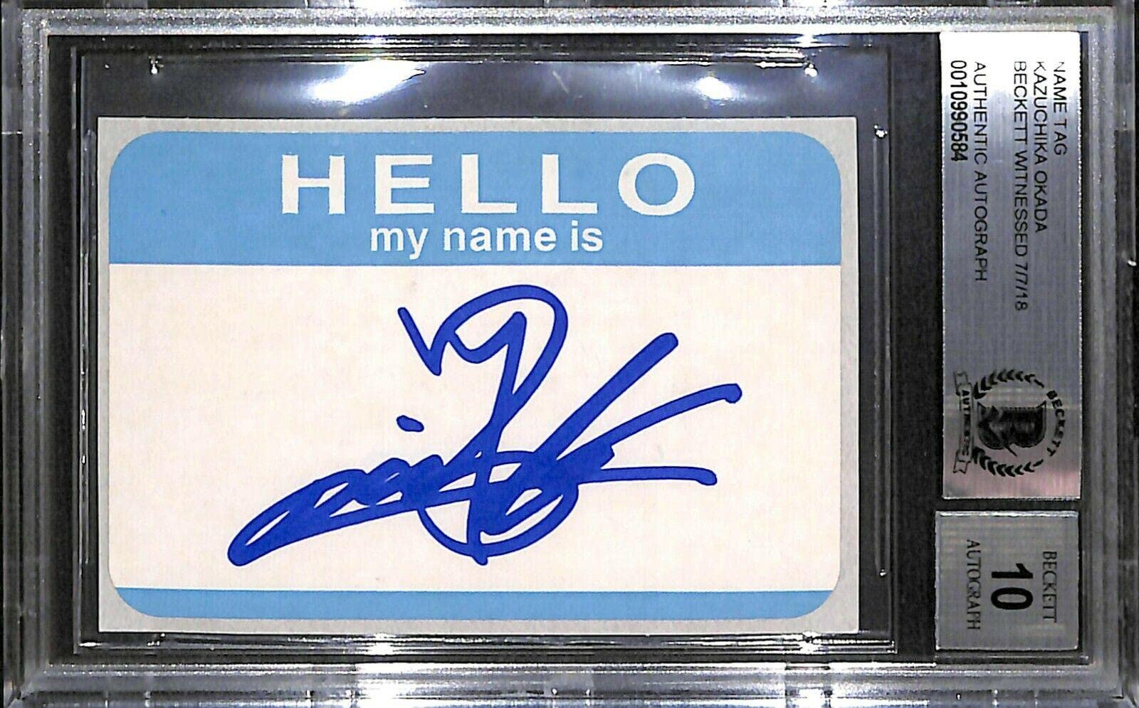 Kazuchika Okada Autographed Wrestling Card - BAS COA Certified Gem Mint 10 - New Japan Pro Wrestling Collectible - Perfect for Fans, Memorabilia Collectors & Display Cases