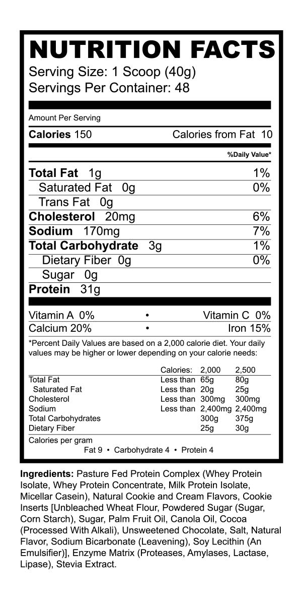 Cookies and Cream Whey Protein Powder (4 lb) - Time Released Protein Blend for Muscle Recovery - Perfect for Post-Workout Shakes & Smoothies