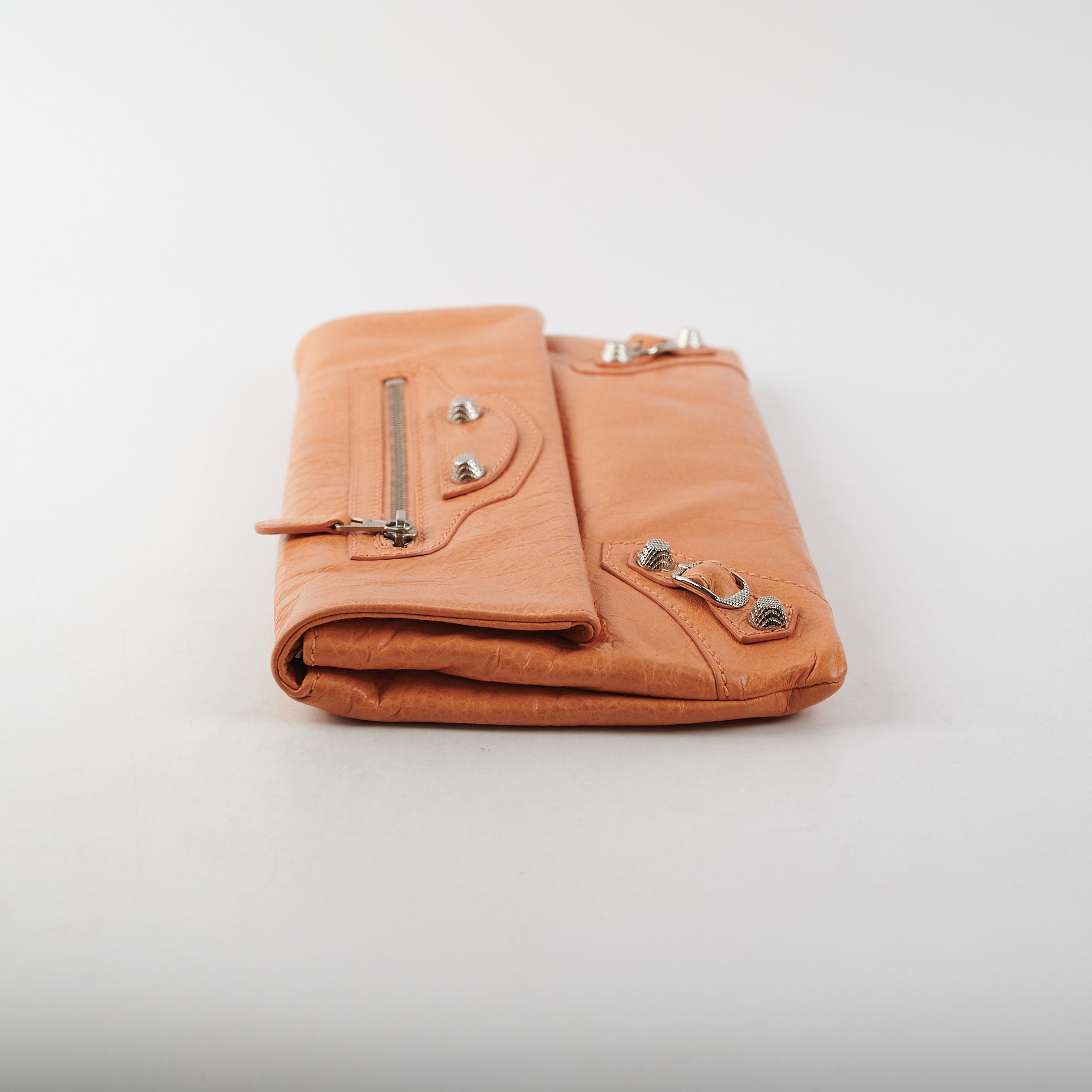 Balenciaga Salmon Pink Leather Clutch Bag for Women - Elegant Evening Purse for Parties, Weddings & Special Events