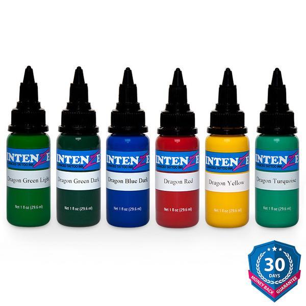 Intenze 6 Color Dragon Tattoo Ink Set - Professional Tattoo Supplies for Artists & Beginners - Perfect for Sleeve, Tribal & Asian Style Tattoos