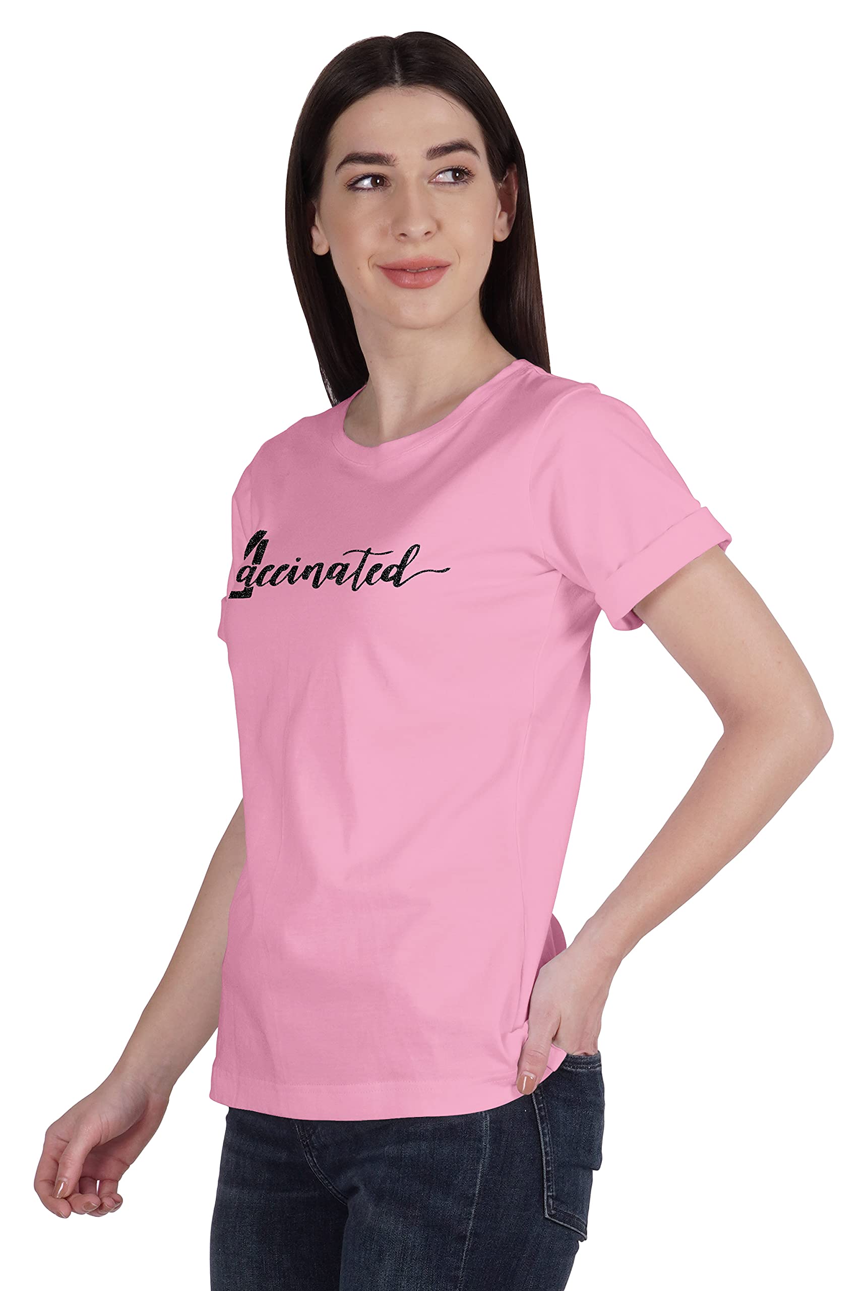 Vaccinated Pro Vaccine Crew Neck Cotton T-Shirt for Women - Soft & Comfortable Tee for Everyday Wear, Casual Outfits & Social Awareness