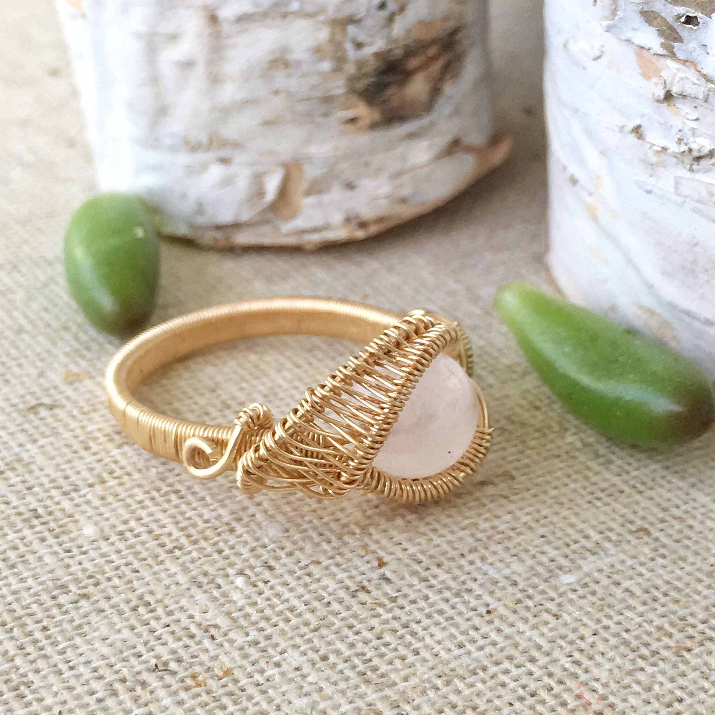 14K Gold Filled Rose Quartz Ring for Women - Elegant Stackable Dainty Jewelry Gift for Valentine's Day, Anniversary & Everyday Wear