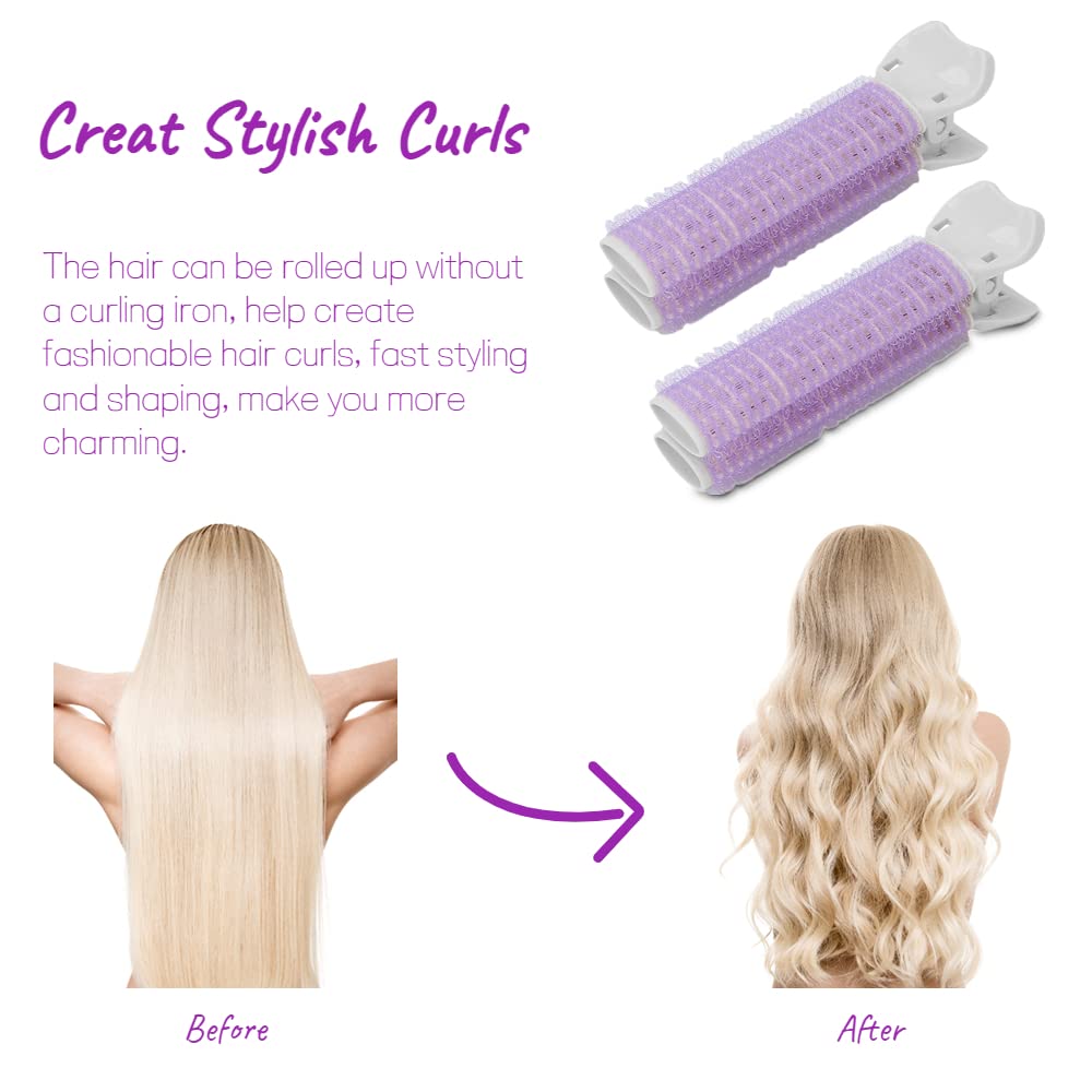 2 Pcs Volumizing Hair Root Clips for Women - Invisible Hair Volume Curler Clips for Fluffy & Bouncy Hair - DIY Styling Tool for Curly & Wavy Hair (Purple) - Perfect for Home, Salon & Party Hairstyles