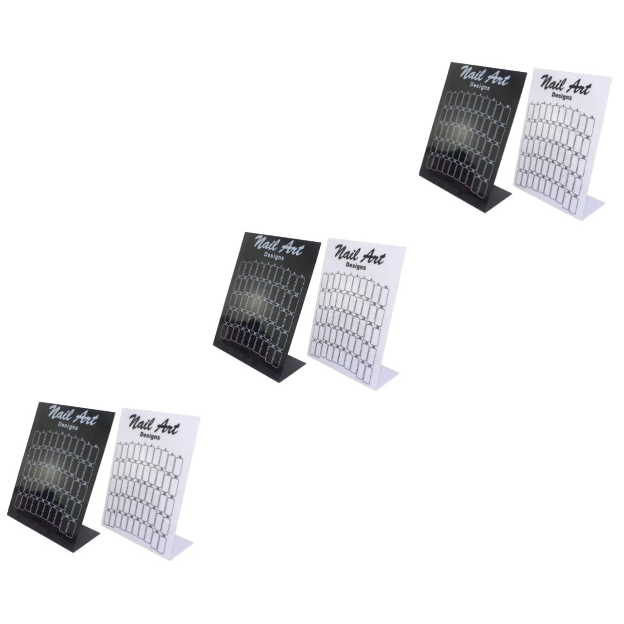 Cabilock 6-Piece White Nail Art Display Stand - Acrylic Manicure Sample Holder for Salon & Home Use - Perfect for Showcasing False Nails, Nail Polish & Nail Art Designs