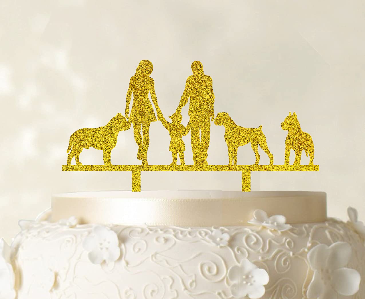 Custom Dog Silhouette Wedding Cake Topper - Personalized Family Cake Decorations (6