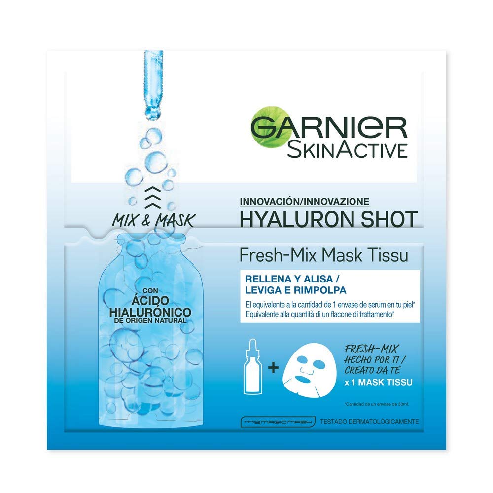 Skin Active Hyaluron Shot - Hyaluronic Acid Facial Sheet Mask for Deep Hydration | Perfect for Dry Skin Care & Spa Night Routine