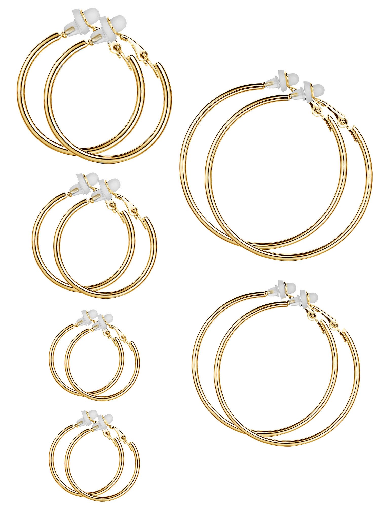 Sumind 6 Pairs Clip On Hoop Earrings for Women - Non Piercing Gold Hoop Earrings Set in 6 Sizes | Perfect for Parties, Weddings & Everyday Wear