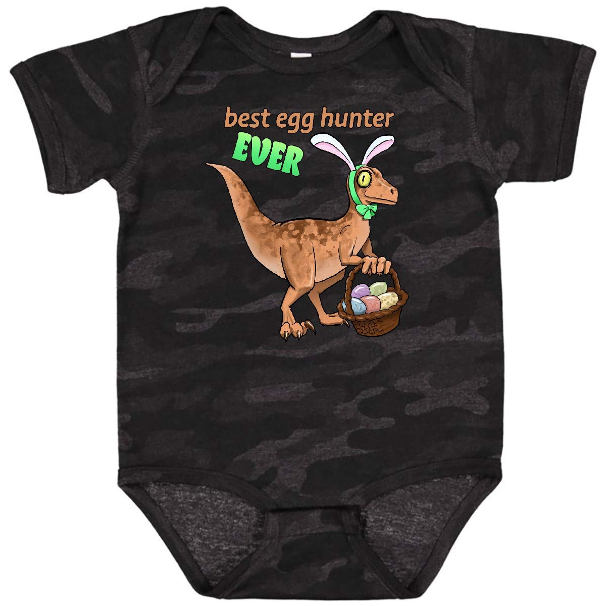 Inktastic Best Egg Hunter Ever Easter Dinosaur Baby Bodysuit - Cute Dinosaur Easter Outfit for Babies & Toddlers - Perfect for Easter Egg Hunts, Family Photos & Holiday Celebrations
