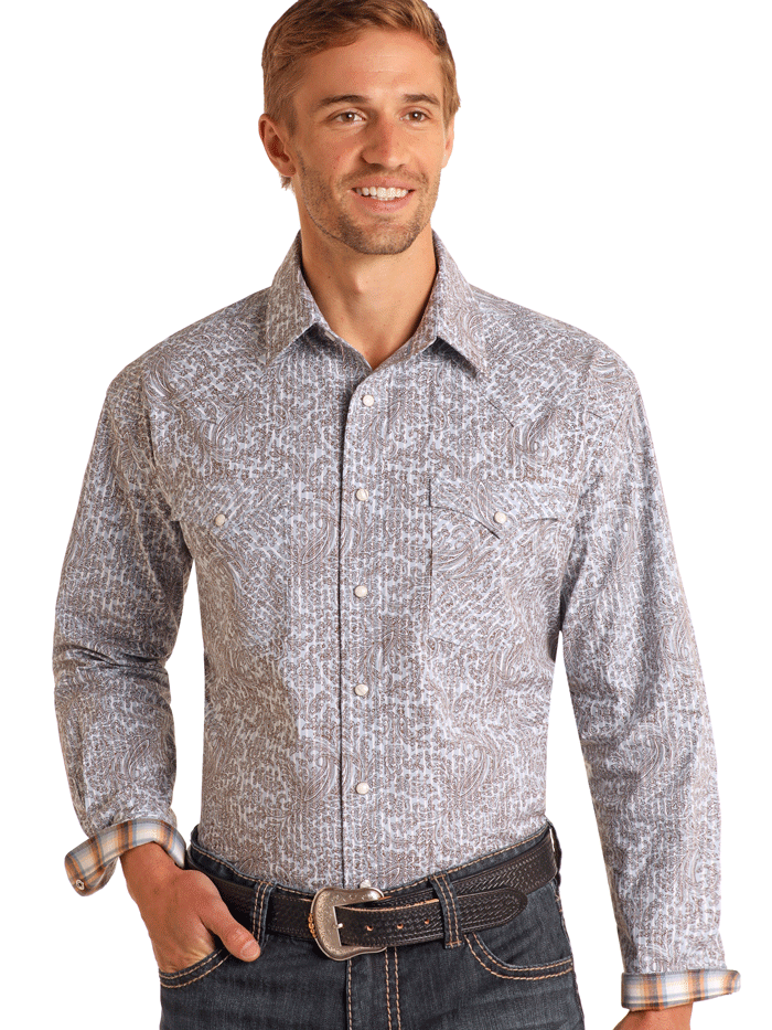 Men's Long Sleeve Paisley Stripe Casual Shirt Light Blue - Breathable Comfort Fit Button Down Shirt for Office, Date Night & Outdoor Activities