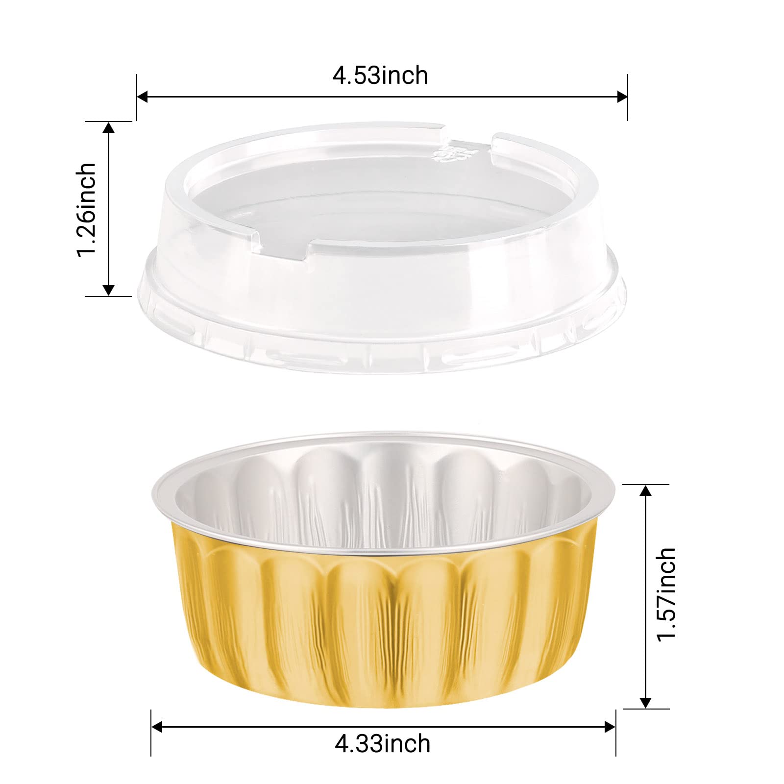 EUSOAR 50-Pack Gold Aluminum Foil Baking Cups - 8oz Disposable Cupcake Liners & Creme Brulee Ramekins | Reusable Flan Molds & Dessert Containers with Lids | Perfect for Baking, Party Treats & Food Storage