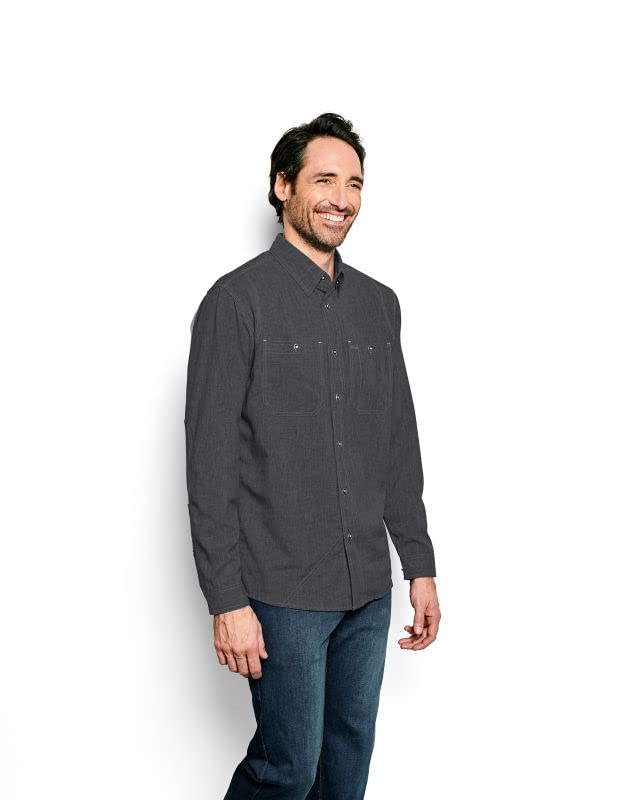 Orvis Tech Chambray Long Sleeve Men's Work Shirt - Lightweight Quick-Dry UPF 40 Casual Button Down Shirt for Outdoor Work, Hiking & Travel