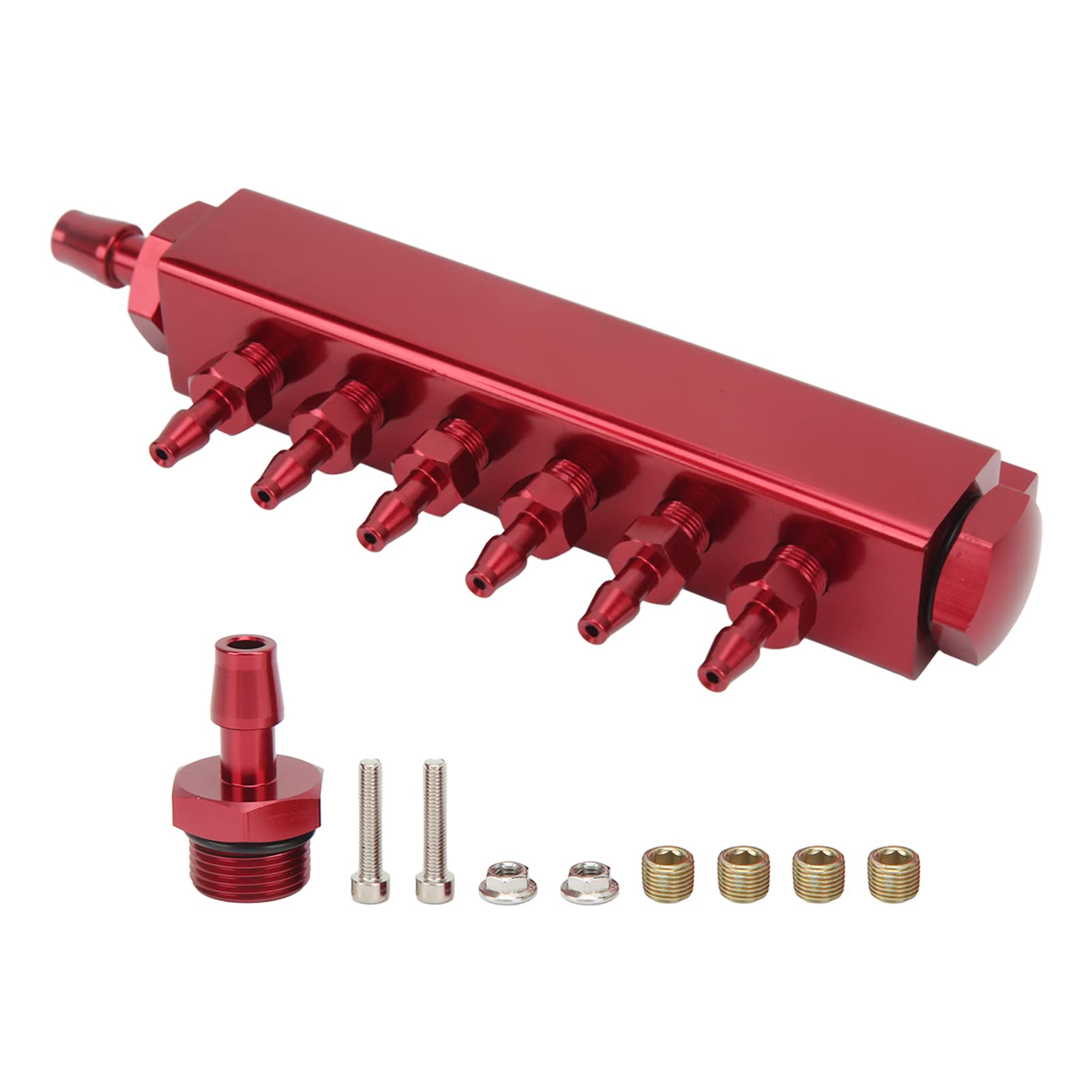 6 Port Vacuum Manifold Kit 1/2in NPT Inlet Outlet - Universal Vacuum Manifold for Boost Gauges & BOV - Perfect for Automotive Performance Tuning & Turbocharged Engine Upgrades