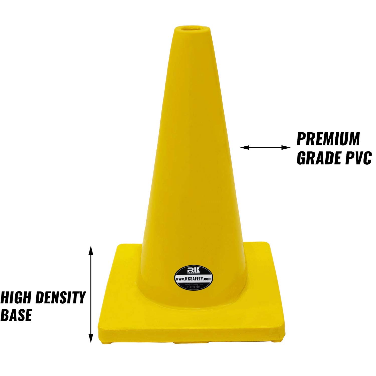18-Inch PVC Traffic Safety Cones with Yellow Base - Set of 36 High Visibility Road Cones for Construction, Parking, Sports Events & Emergency Situations