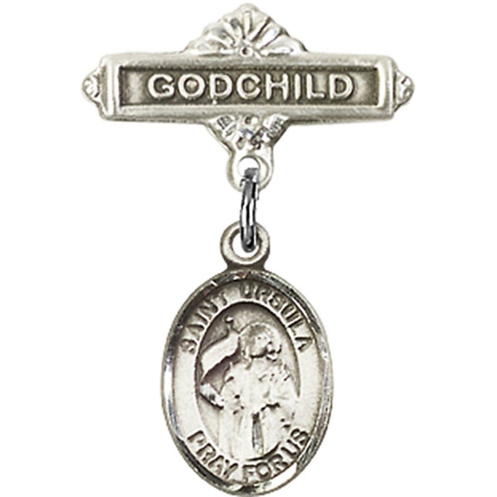 St. Ursula Sterling Silver Baby Badge & Godchild Pin – 1 x 5/8 Inch – Perfect for Christening Gifts, Baptism Keepsakes & Baby Blessing Jewelry