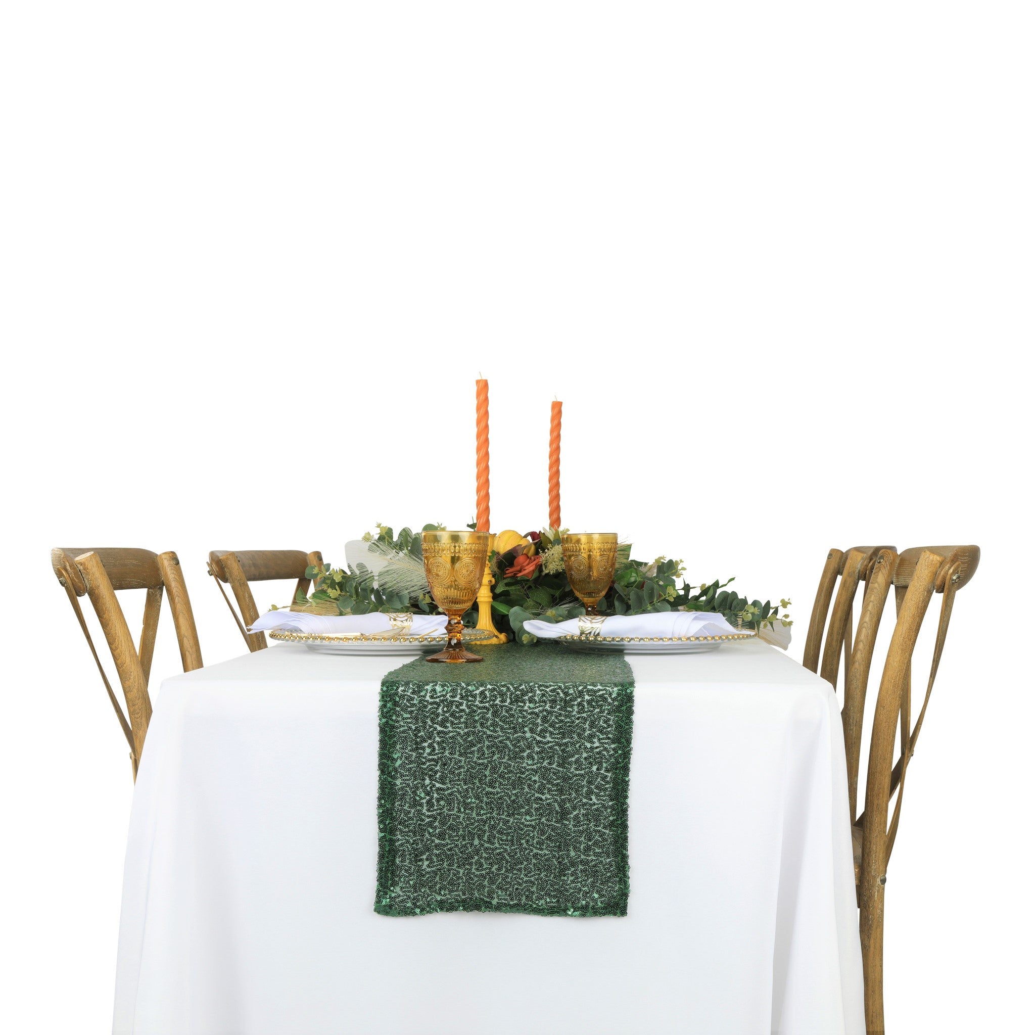 Glitz Sequin Mesh Net Table Runner 12x108 Inches - Emerald Green Sparkling Party Decor for Weddings, Holidays & Special Events