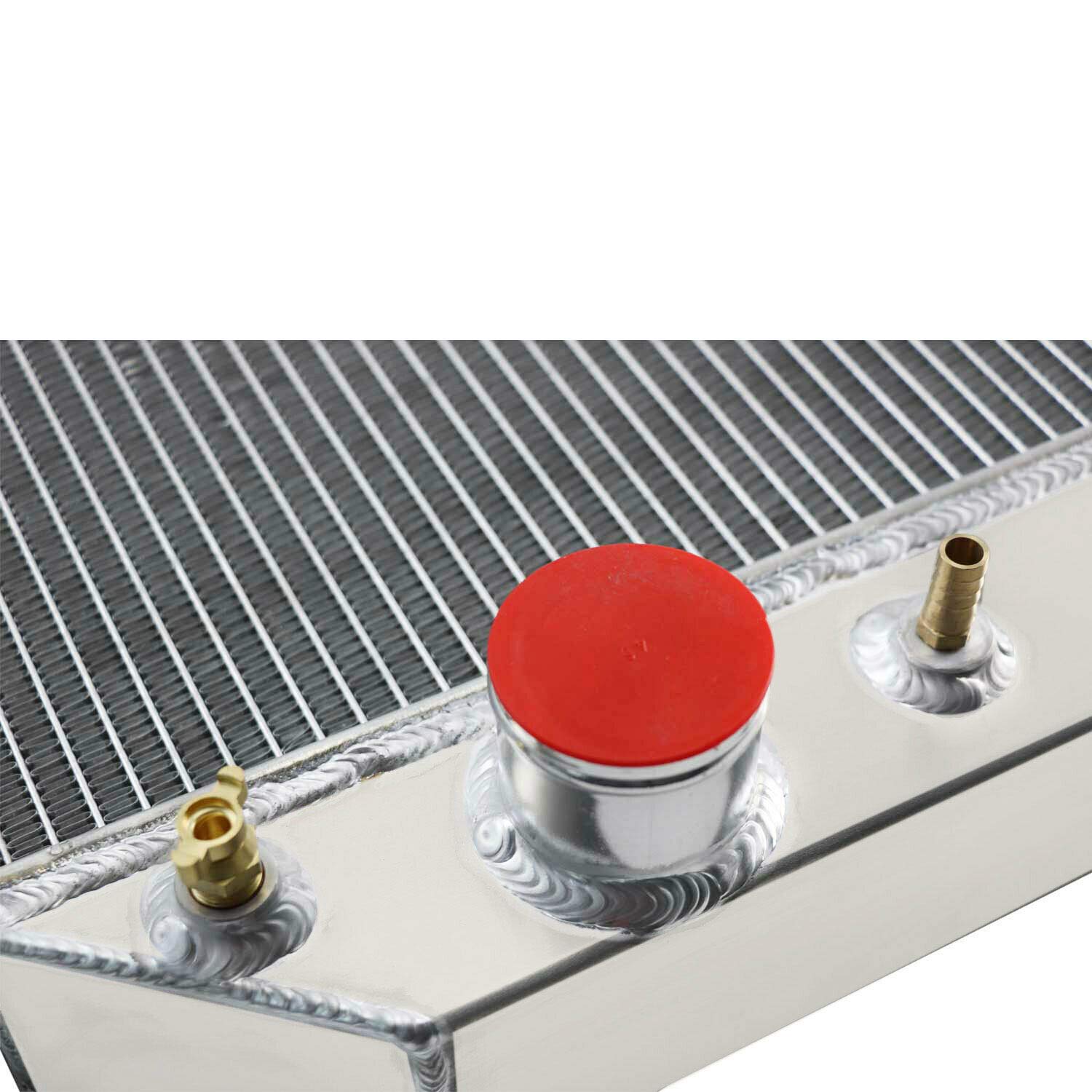 CU433 Aluminum Radiator for 1966-1979 Ford F100 F150 F250 F350 F500 Bronco Truck - 3 Row Heavy Duty Cooling System with Shroud Fans & Relay - Perfect for Off-Roading, Towing & Engine Performance Upgrades