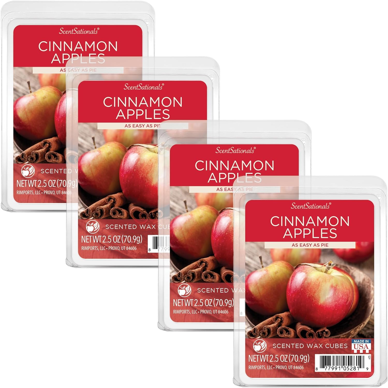 Scented Wax Melts - Cinnamon Apple Fragrance Wax Cubes for Electric Warmers | Home Spa Aroma Decor, Wickless Candle Air Freshener Gift Set (6 Cubes, 1 Pack) - Perfect for Relaxation, Aromatherapy & Home Fragrance